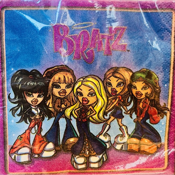 Vintage Y2K Bratz Dolls Paper Beverage Napkins Purple Blue 2000s Birthday Party - Picture 5 of 7